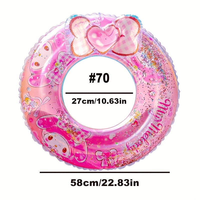 Sanrio Cartoon Inflatable Swimming Ring, Four Styles Available, Durable PVC Material, Perfect For Outdoor Pools, Beaches, Parties -- Holiday Gifts, Outdoor Swimming Accessories, Vibrant Pool Floats