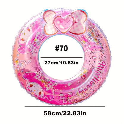 Sanrio Cartoon Inflatable Swimming Ring, Four Styles Available, Durable PVC Material, Perfect For Outdoor Pools, Beaches, Parties -- Holiday Gifts, Outdoor Swimming Accessories, Vibrant Pool Floats