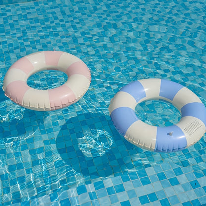 2pcs Durable Thick Swimming Rings for Adults & Family - Vintage Striped Pool Floats, Blue & Pink, Family Pool & Beach Party Essentials, Swimming Pool Accessories, Adult Water Fun, Playful Design, Comfortable Floatation