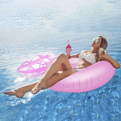 One PVC Swimming Ring, Inflatable Diamond Swim Float with Backrest Lounge Chair, Floating Bed Beach Pool Circle