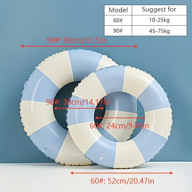2pcs Durable Thick Swimming Rings for Adults & Family - Vintage Striped Pool Floats, Blue & Pink, Family Pool & Beach Party Essentials, Swimming Pool Accessories, Adult Water Fun, Playful Design, Comfortable Floatation