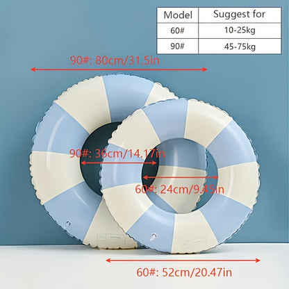 2pcs Durable Thick Swimming Rings for Adults & Family - Vintage Striped Pool Floats, Blue & Pink, Family Pool & Beach Party Essentials, Swimming Pool Accessories, Adult Water Fun, Playful Design, Comfortable Floatation