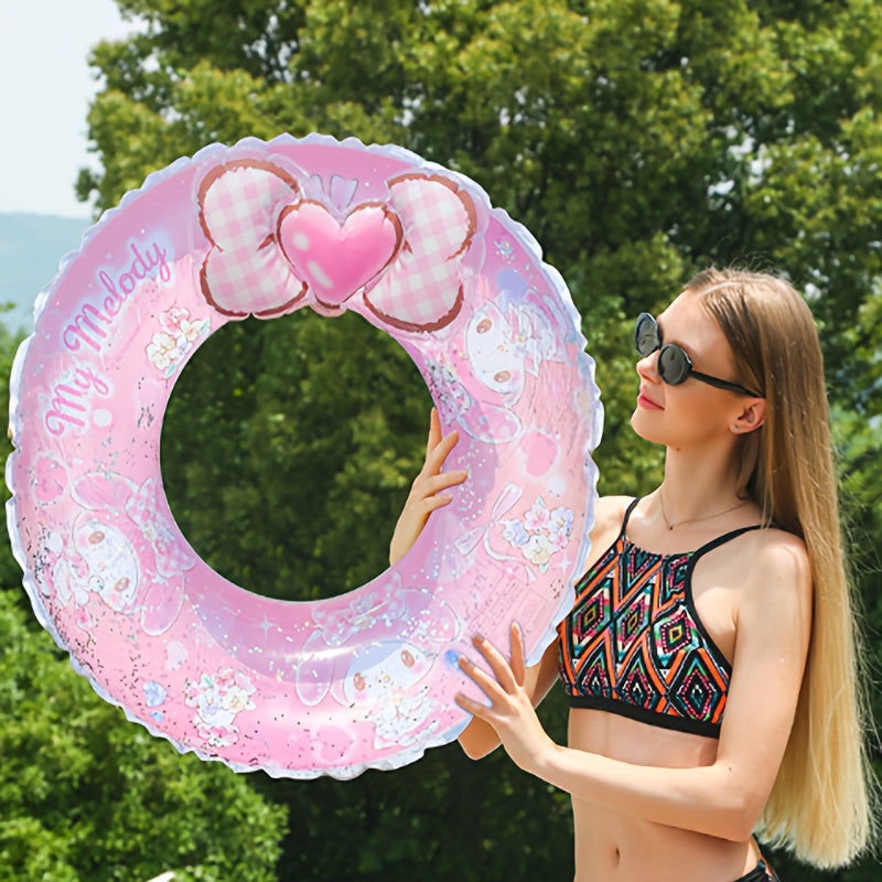 Sanrio Cartoon Inflatable Swimming Ring, Four Styles Available, Durable PVC Material, Perfect For Outdoor Pools, Beaches, Parties -- Holiday Gifts, Outdoor Swimming Accessories, Vibrant Pool Floats