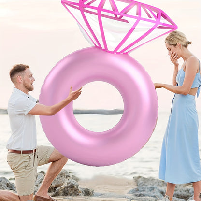 One PVC Swimming Ring, Inflatable Diamond Swim Float with Backrest Lounge Chair, Floating Bed Beach Pool Circle