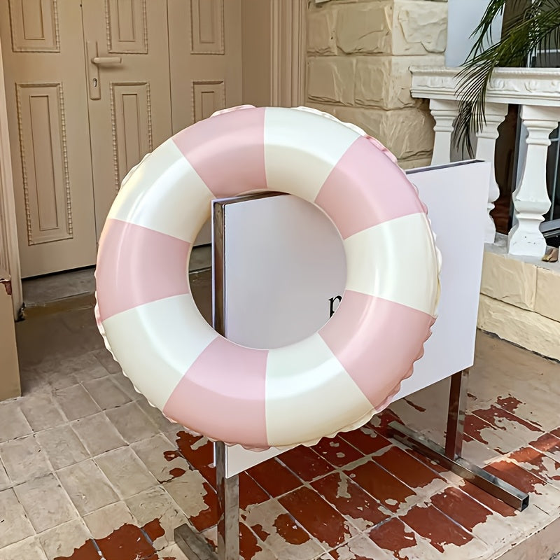 2pcs Durable Thick Swimming Rings for Adults & Family - Vintage Striped Pool Floats, Blue & Pink, Family Pool & Beach Party Essentials, Swimming Pool Accessories, Adult Water Fun, Playful Design, Comfortable Floatation